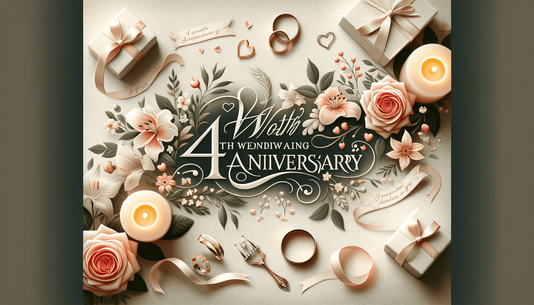 A creative and appealing featured image for an article on 4th wedding anniversary quotes, captions, and wishes.