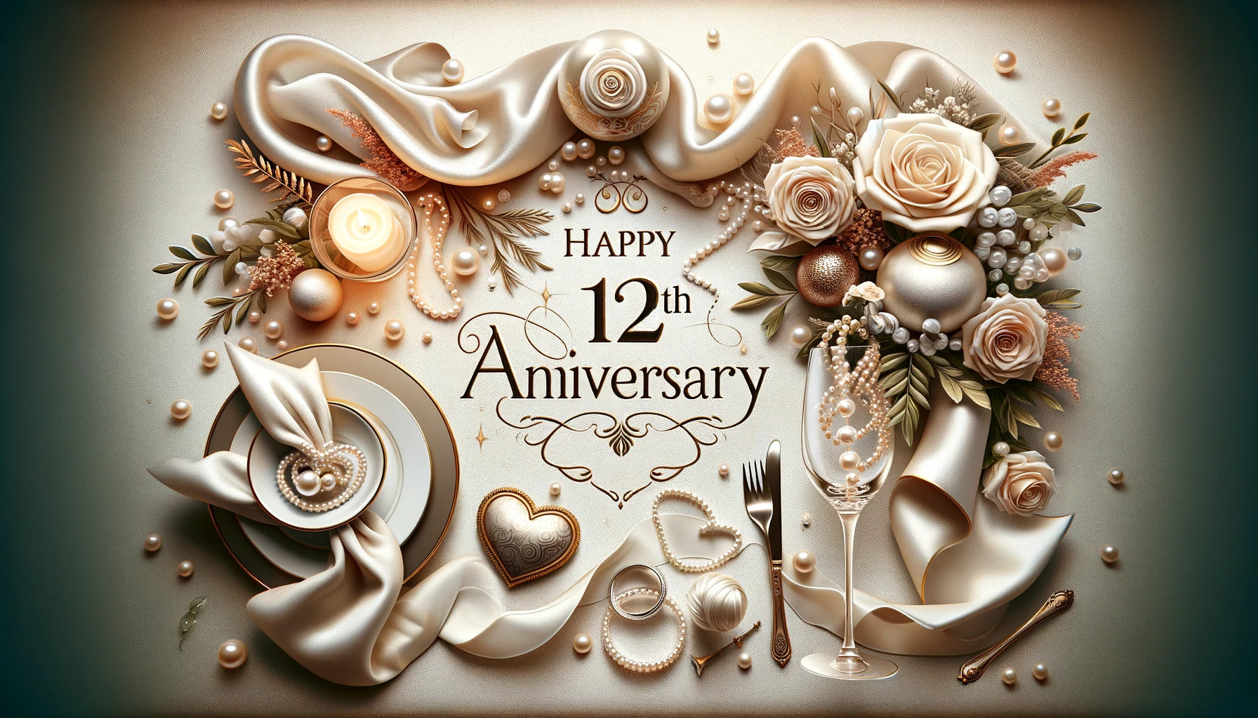 A featured image for an article about celebrating a 12th wedding anniversary, incorporating elements that represent both traditional