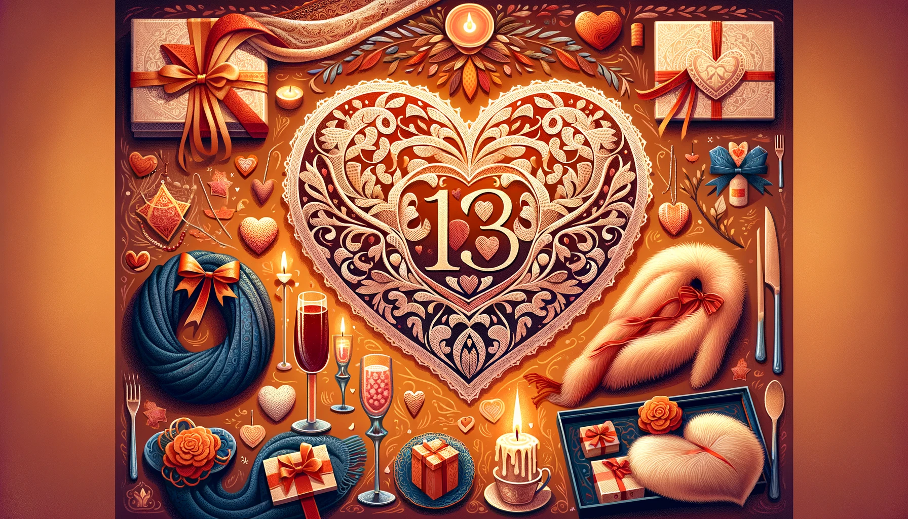 a vibrant and engaging featured image for an article on 13th wedding anniversary gift ideas and tips.